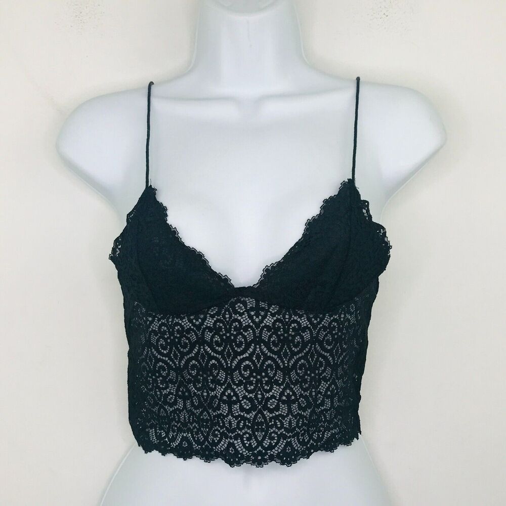 Olivaceous Womens Small Bralette Black Sheer Lace Lightly Lined Unpadded NWT BM2